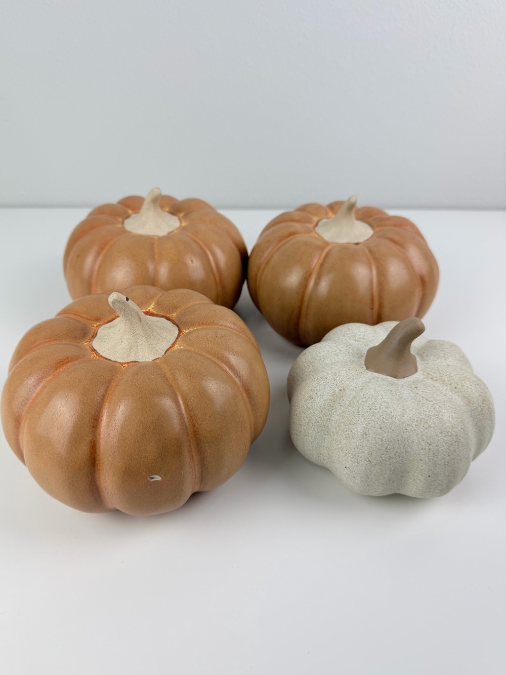 Set of 4 Target Threshold Stoneware Pumpkins